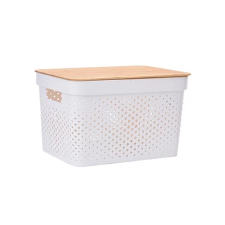 Caixa Cesto Organizadora Com Tampa de Bambu 26X18X12CM em Oferta na Shopee