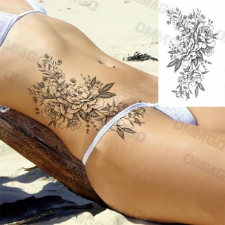 3D Preto Mandala Bezerro Tatuagens Temporárias Para Mulheres Adulto Lótus Rosa Flor Falso Tatuagem Adesivo À Prova Dwate