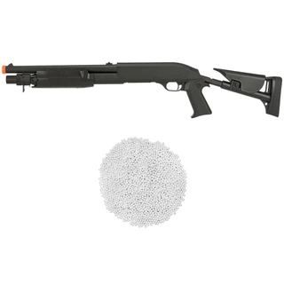 Kit Rifle Shotgun AirSoft M56C Spring 6mm Preta - Double Eagle + 2000 Esferas 0.12g