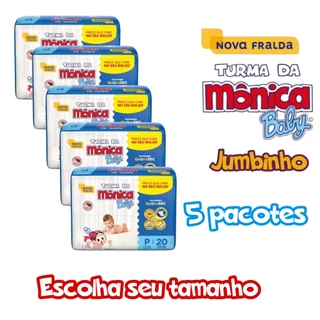 Kit C/5 Pacotes de Fralda Turma Da Monica Jumbinho RN,P,M,G