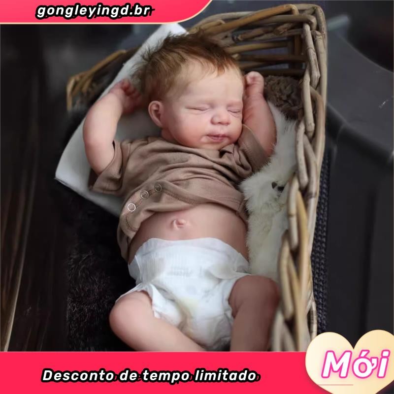 Brastoy Bebê Reborn Boneca Silicone Realista Pintada Menina Rosa 48cm Original