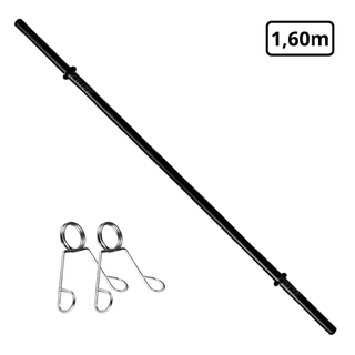 Barra Fitness Tubo Oca 1.60m Preto com Presilhas
