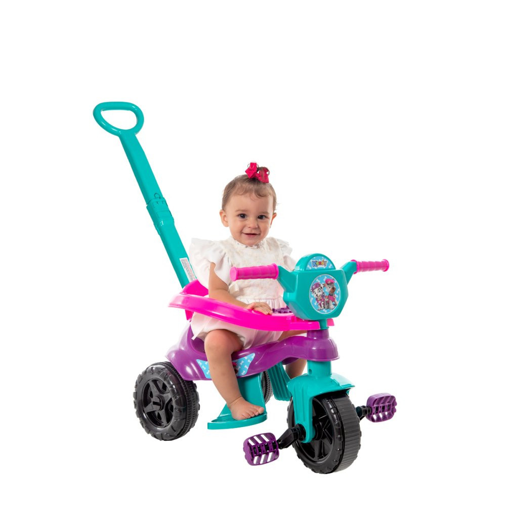 Carrinho de Passeio e Pedal Infantil KEMOTOCA Baby Dog Roxo com Haste ...