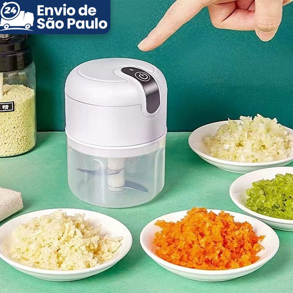 Mini Processador Triturador Sem Fio Elétrico 250ML De Alimentos Para Legumes Alho