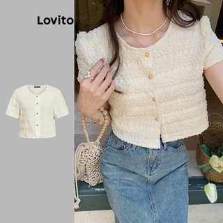 Lovito Casaco Casual Com Botão Liso Frontal Para Mulheres LNE11087 (Multicolorido) em Promoção na Shopee Lovito Casaco Casual Com Botão Liso Frontal Para Mulheres LNE11087 (Multicolorido)
