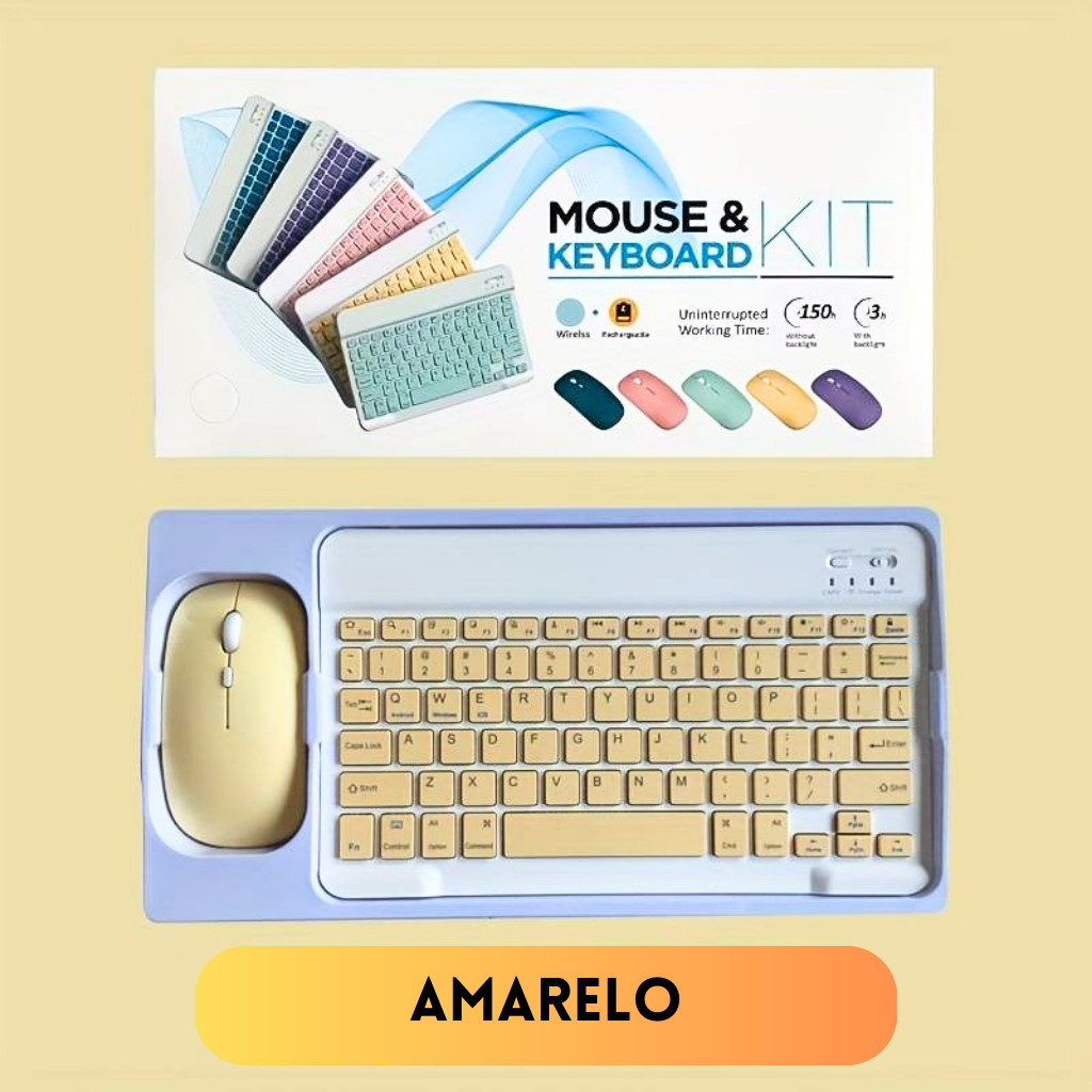 KIT Teclado + Mouse Via Bluetooth Compacto e Design Moderno - Compatível Com Smartphones/Notebook/Tablet