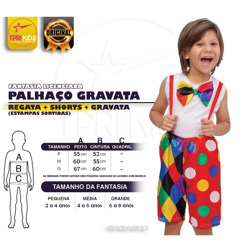 FANTASIA INFANTIL MENINO PALHAÇO GRAVATA CIRCO CARNAVAL ROUPA MASCULINA ...