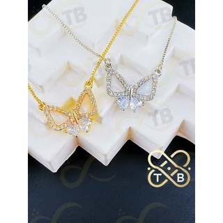 TB Moda ouro 18k Celeza e Elegância Moda Colar de zircônia e concha de borboleta ouro e da prata