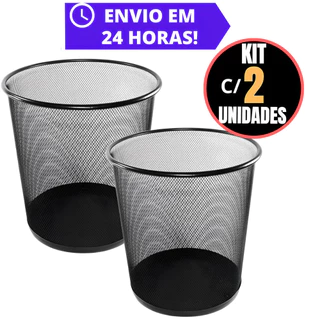 Kit Com 2 Lixeiras Metal 10 Litros Aramado Cesto Lixo Reforçado Para Escritorio Casa Quarto
