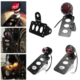 Motocicleta Universal Número De Montagem Lateral Suporte Da Placa De Licença Freio De Parada Traseira Luz Chopper Bobber