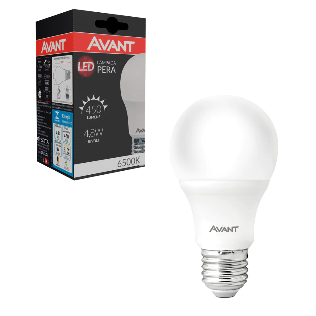 Lampada Led Pera 4,8w 6500K E27 110v/220v Ip20 HE450 Avant