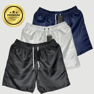 KIT COM 3 Bermudas Tactel Mauricinho Masculina LISA Basica Antiodor Esportiva | Academia Short | Corrida | Praia