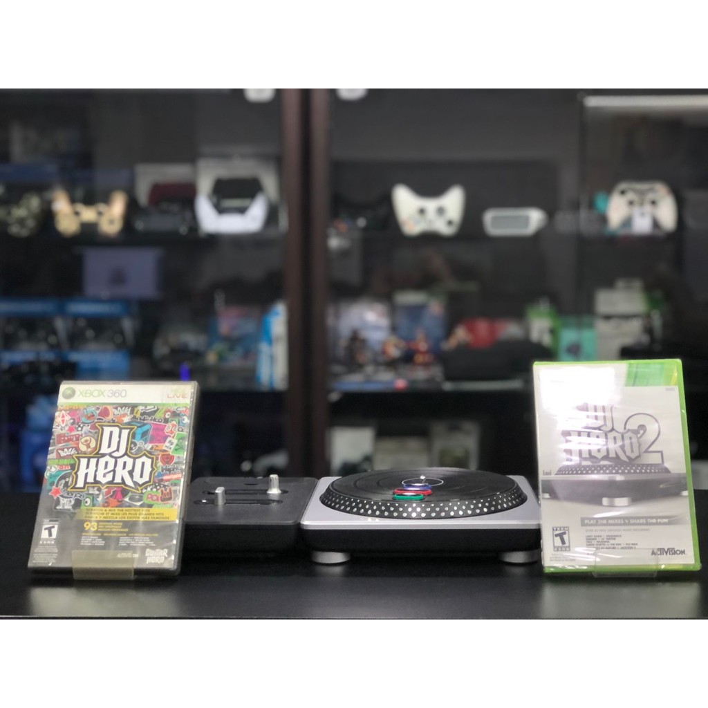 Turntable Activision DJ Hero Xbox 360 + Jogos DJ Hero 1 e 2 Usado