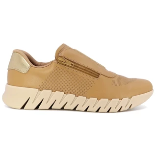 Tênis em Couro Flatform Amêndoa Feminino AK2703 - Usaflex em Oferta na Shopee