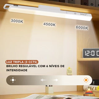 Luminária de Controle Remoto e Base Magnética Toque Recarregável com 3 Temperaturas de Cor prático
