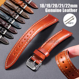Pulseira De Couro De Cera De Óleo 18mm 19mm 20mm 21mm 22mm Liberação Rápida Genuíno Relógio De Negócios Universal Substi