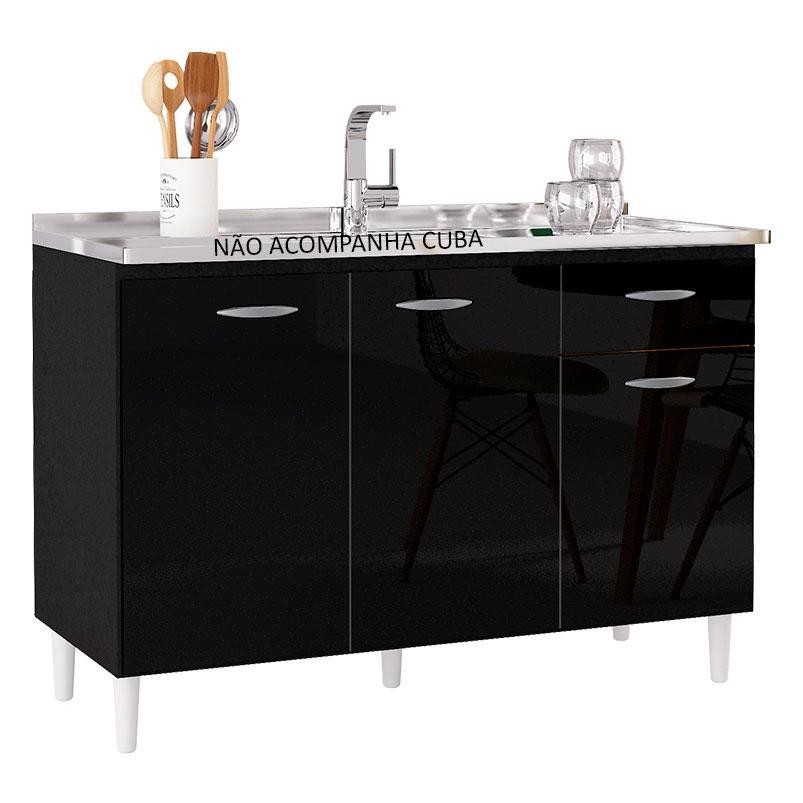 Balcão de Pia 120 cm Preto – Poquema