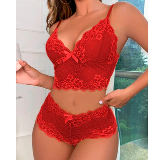 Conjuntos Lingerie Feminino de Renda Sexy Caleçon e Sutiã Sem Bojo Conjunto Espera Marido em Oferta na Shopee