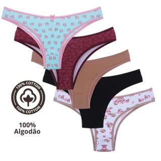 Kit C/5 Calcinha Fio Dental Conforto Lingerie Sexy em Oferta na Shopee