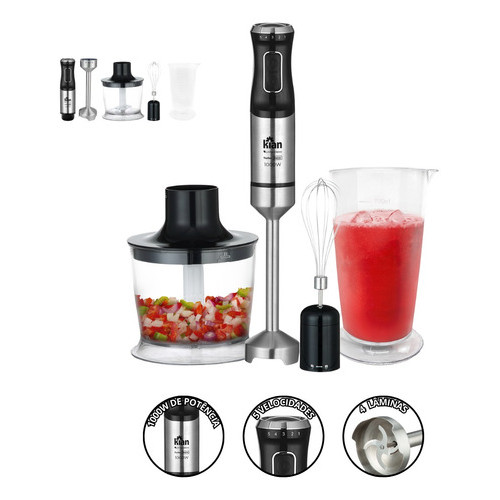 Mixer Elétrico 3 em 1 Kian 1000W Processador Batedor Triturador Preto ...