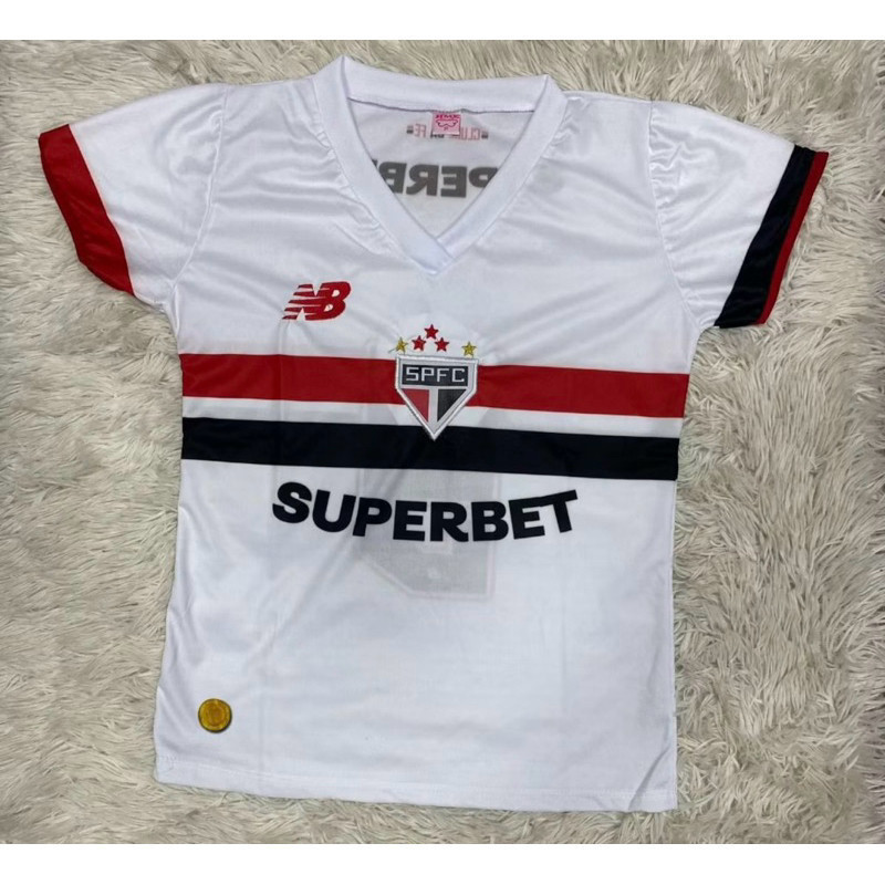 CONFIRA AQUÌ !!! Camisa Camiseta Baby Look do Time do São Paulo Branco 2024/25