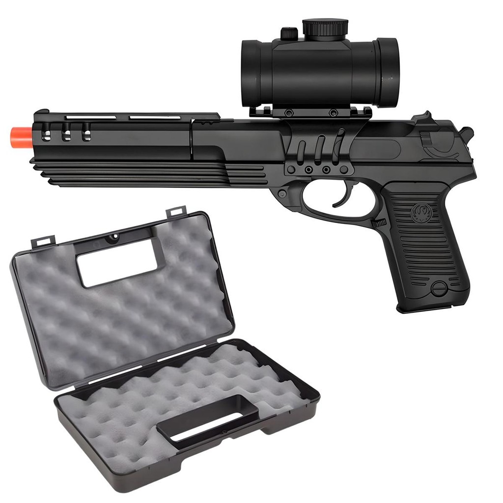 Pistola AirSoft Spring Desert Eagle M39G 6mm Preta - Double Eagle + Maleta