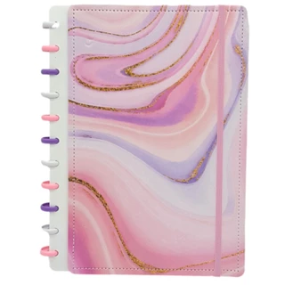 Caderno inteligente A4 11 Discos Mármorizado Estampado Grande Pautado 80 Fls