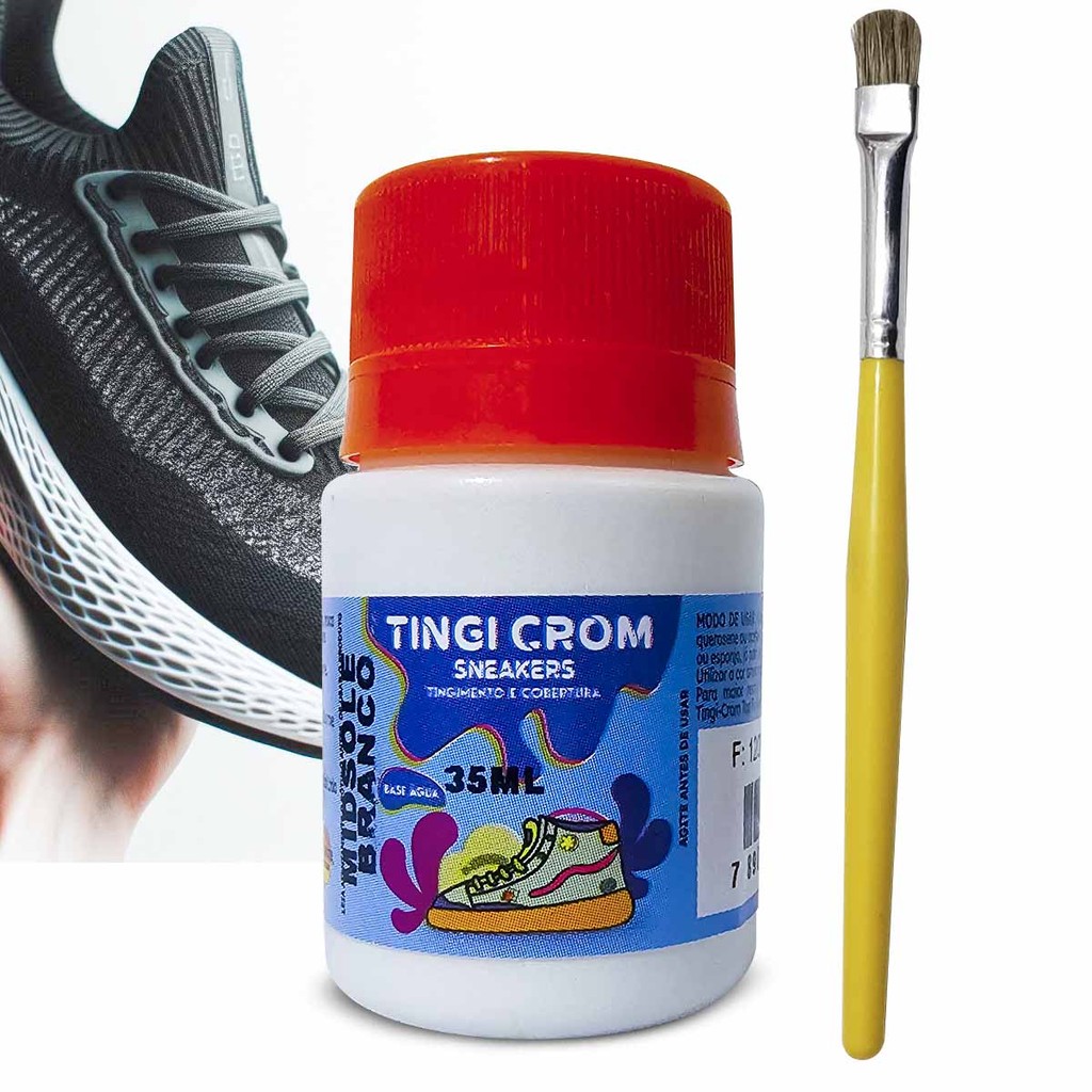 tinta para solado branco borracha de tenis e pincel aplicado | Shopee ...