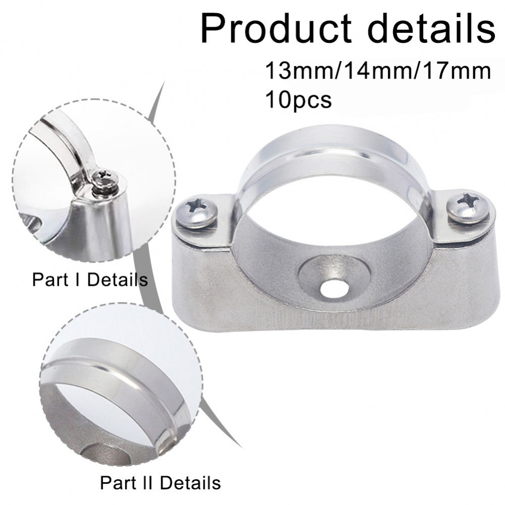 10-Pack 304 Stainless Steel Adjustable Hose Clamps – 22.4mm–25.6mm, Silver Tone