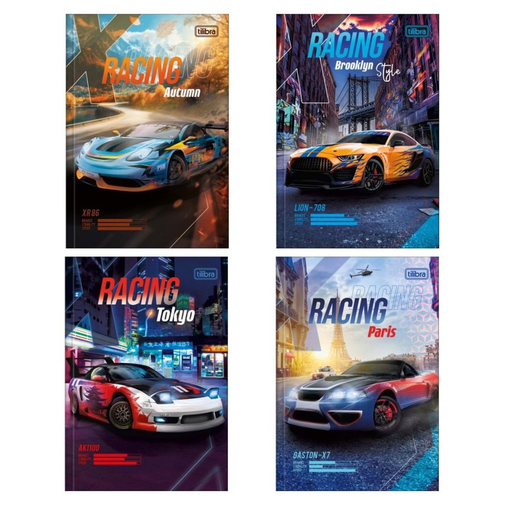 Caderno Brochura Capa Dura 1/4 X-Racing 80 folhas | Shopee Brasil