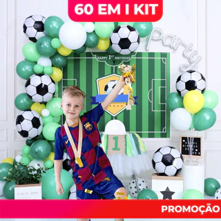 Kit de Decoração de Aniversário de Futebol - 60pçs Balões de Futebol Decoração de Festa