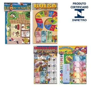 Kit 4 Jogo De Tabuleiro Bolsa De Valores + Ilha Do Tesouro + Banco Imobiliário + Shopkids Brinquedo em Oferta na Shopee