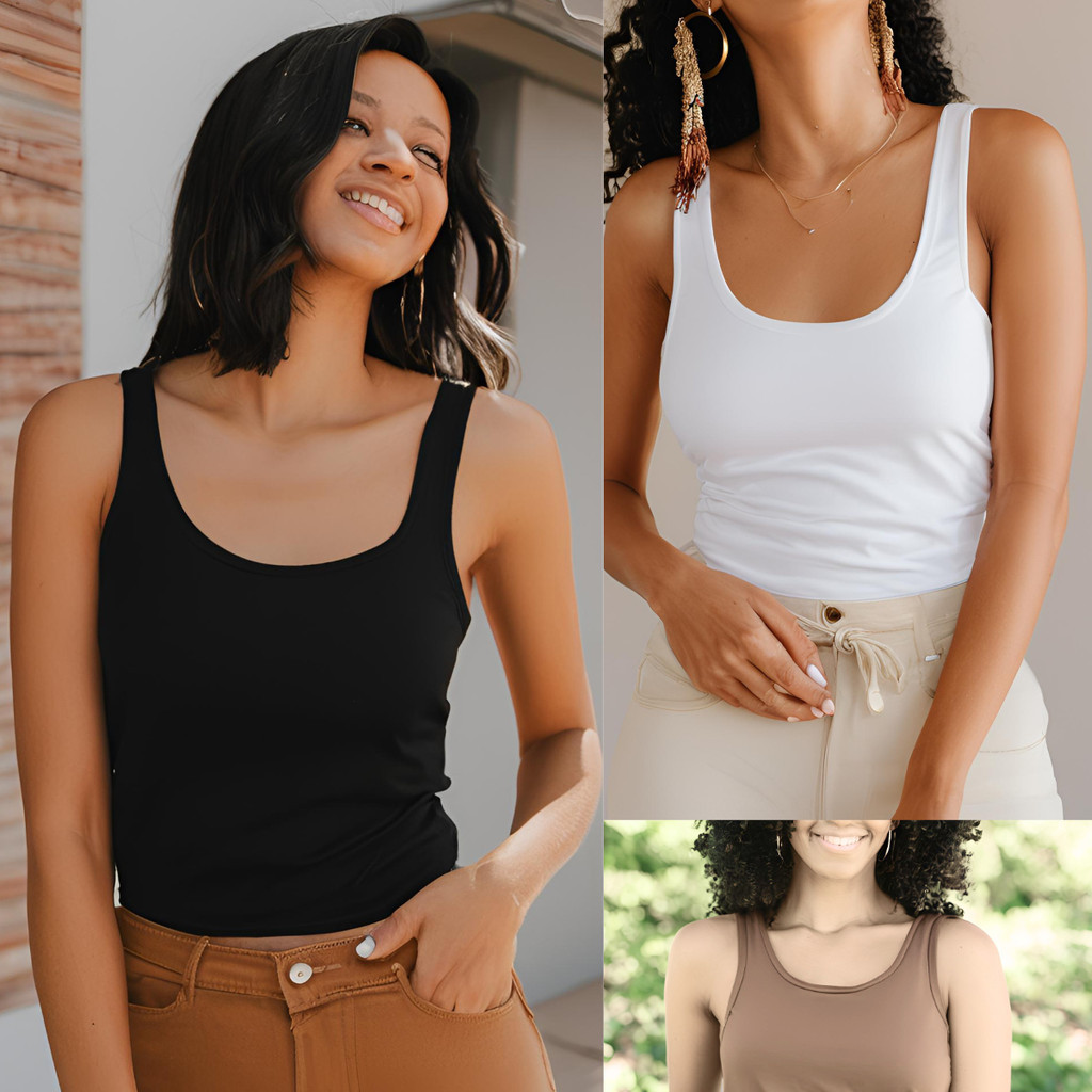 Kit Com 3 Camiseta Regata Academia Blusa Feminina Básica -Tamanho 36 ao 42