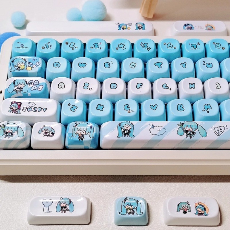 Miku Keycap MOA Perfil 130 Teclas PBT Sublimação De Tinta Rodada ...