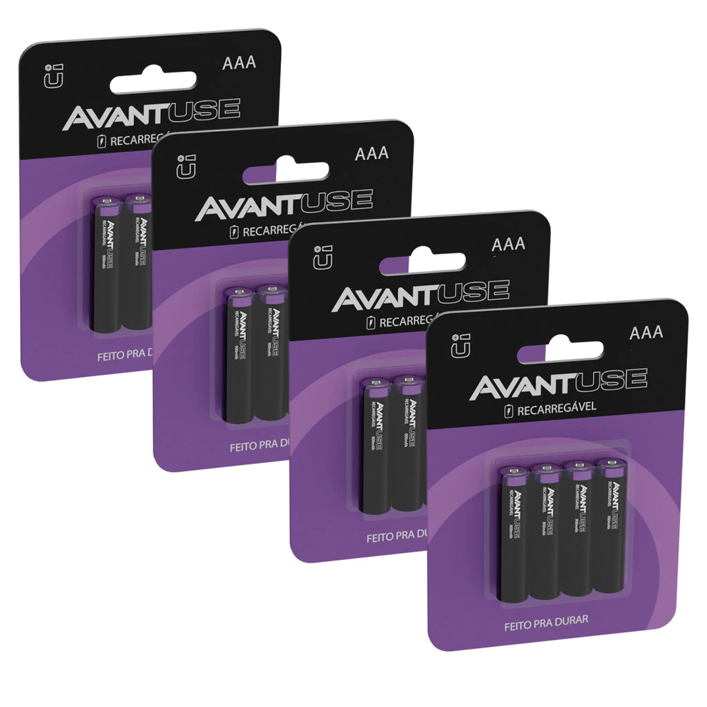 Kit 16 Pilhas Recarregável AAA Palito 1000MAH 1.2V Avant Use