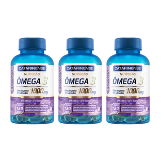 Nutrição Ômega 3 Óleo de Peixe em cápsulas Com 1000mg Catarinense Com 120 Cápsulas Kit com 3 Itens