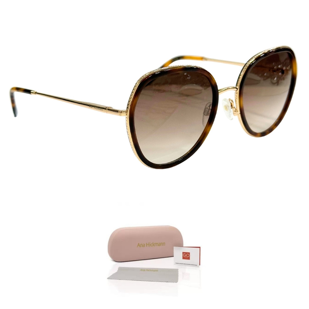 Óculos de Sol Ana Hickmann AH90009 G21 Tartaruga Havana | Shopee Brasil