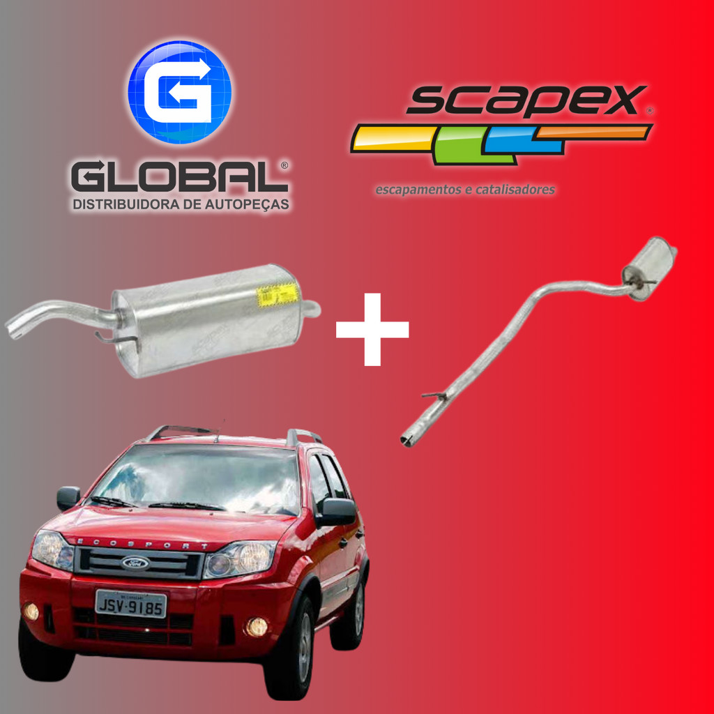 Kit Escapamento Silencioso Traseiro e Intermediario Ecosport 1.6 8v ...