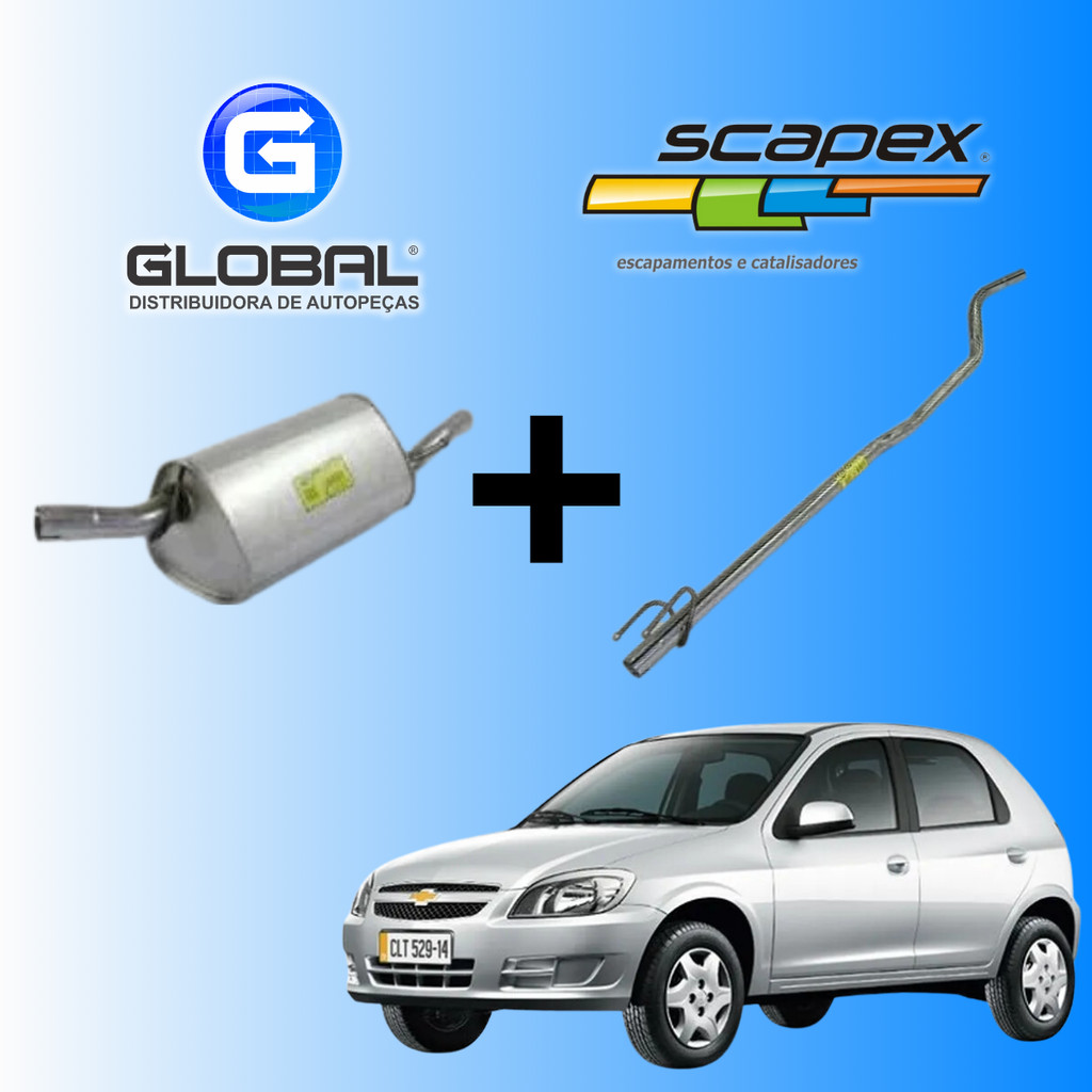 Kit Escapamento Traseiro e Intermediário Celta 1.0 8v Scapex Original ...