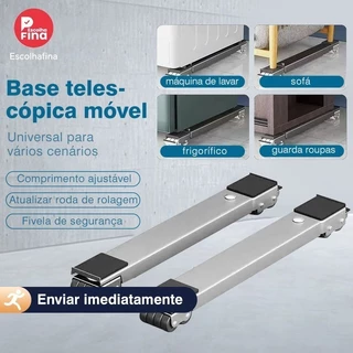 Base Móvel Prateada Ajustável Universal Com Rodas Adequadas Para Geladeiras