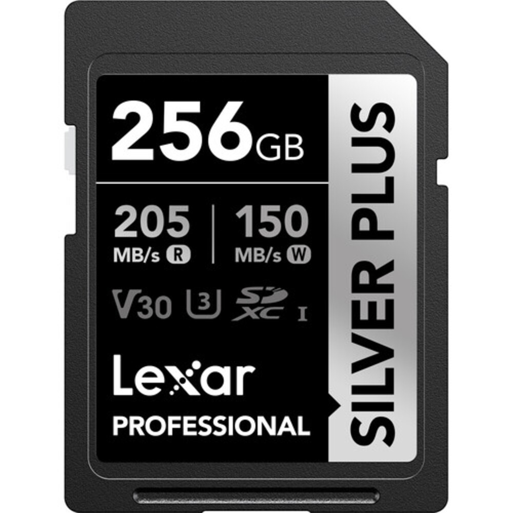 CARTÃO MEMÓRIA LEXAR SD XC 256GB 205MB/S UHS-I V30 SILVER PLUS LSDSIPL256G-BNNNU