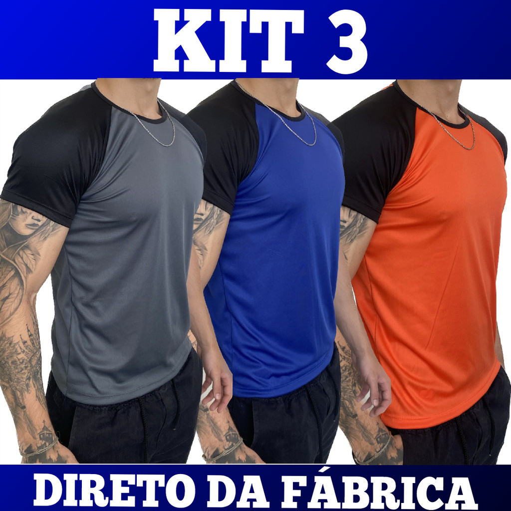 KIT 3 Camiseta Mesclada - Treino Academia Esportes Exercícios Corrida Casual