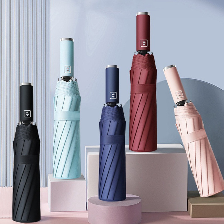 Guarda Chuva Automático Abre E Fecha Reforçado Contra Vento Proteção Solar Blackout