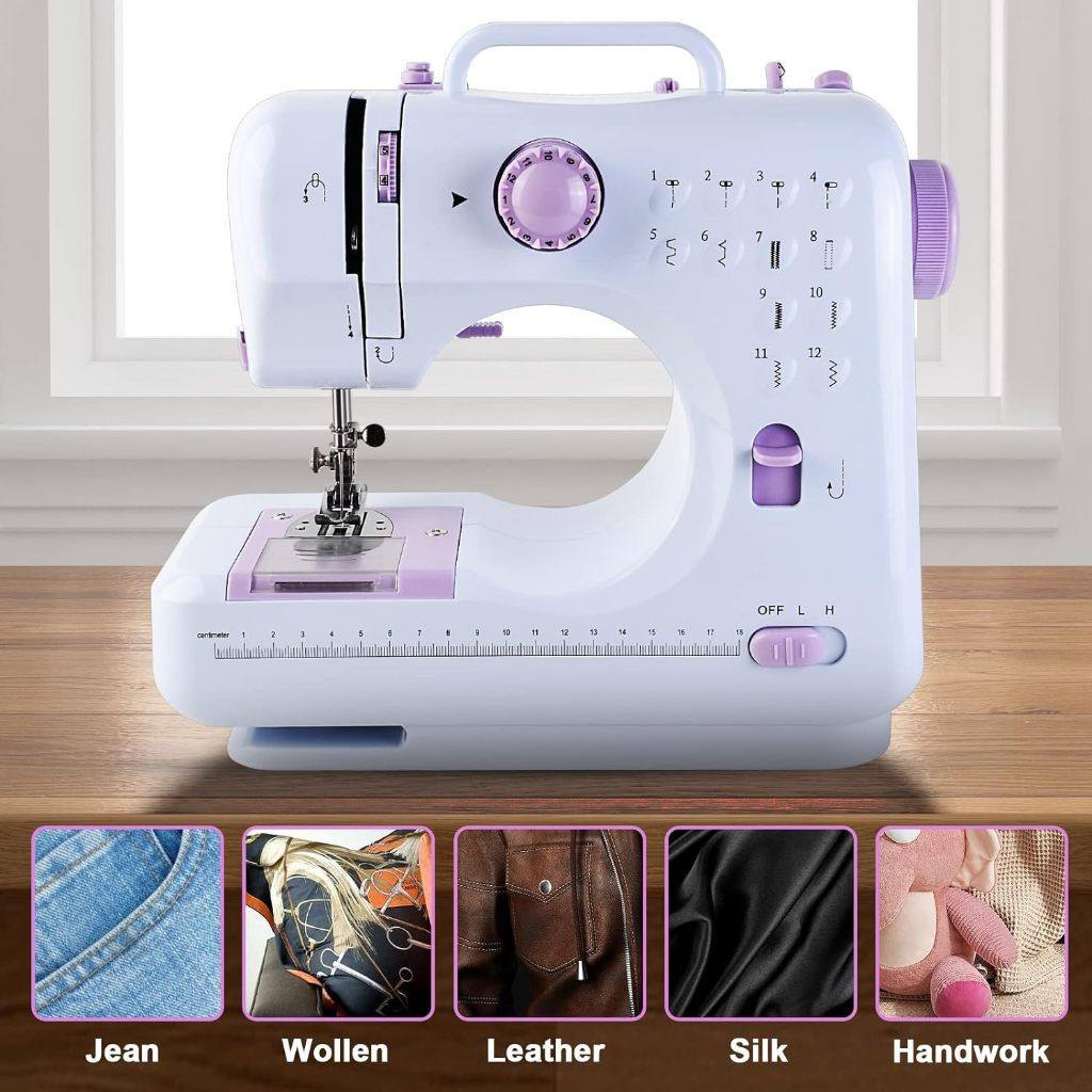 NOVO Mini Máquina De Costura Multifuncional Doméstica Composta de 12 ...