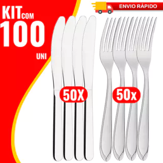 Kit 40 60 ou 100 Talheres Garfos e Facas em Aço Inoxidável Alta Qualidade Sua Cozinha Restaurantes