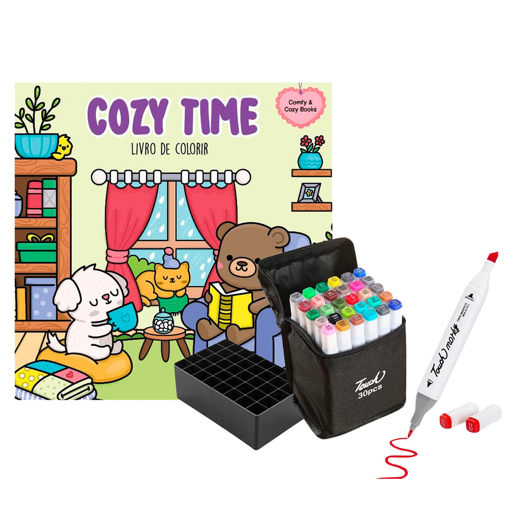 Cozy Time - Livro com 24 Desenhos Estilo Bobbie Goods + 30 Canetas ...