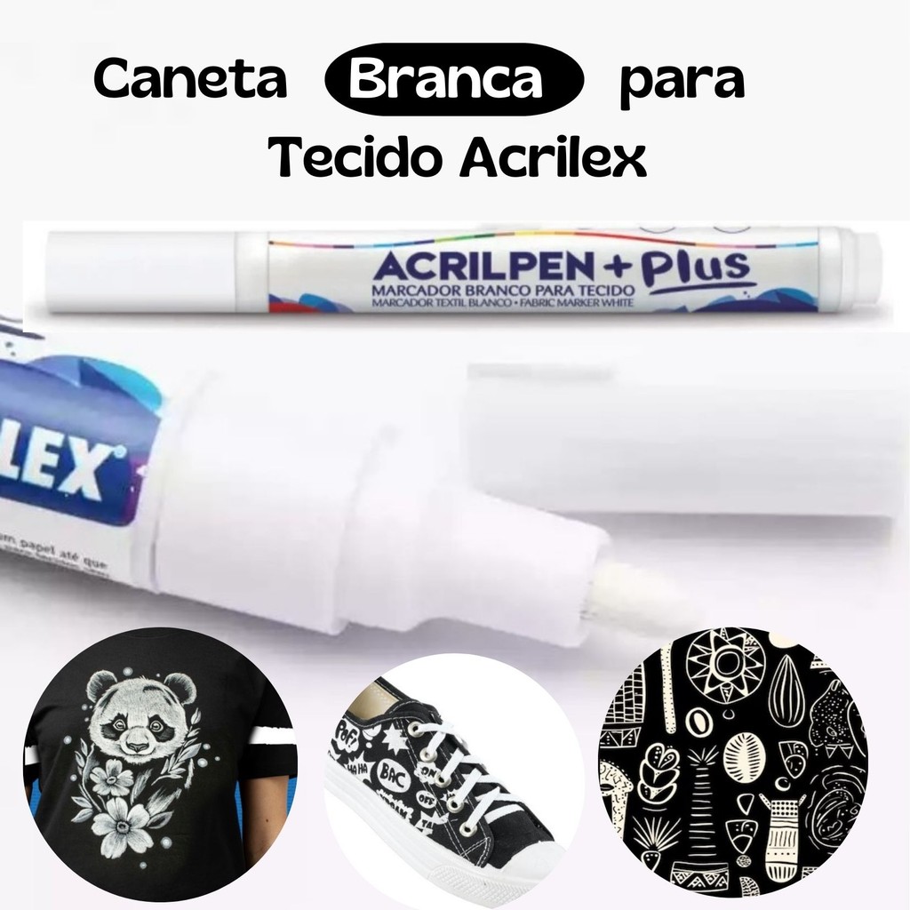 Caneta Branca para Tecido Acrilpen Plus Acrilex Original | Shopee Brasil