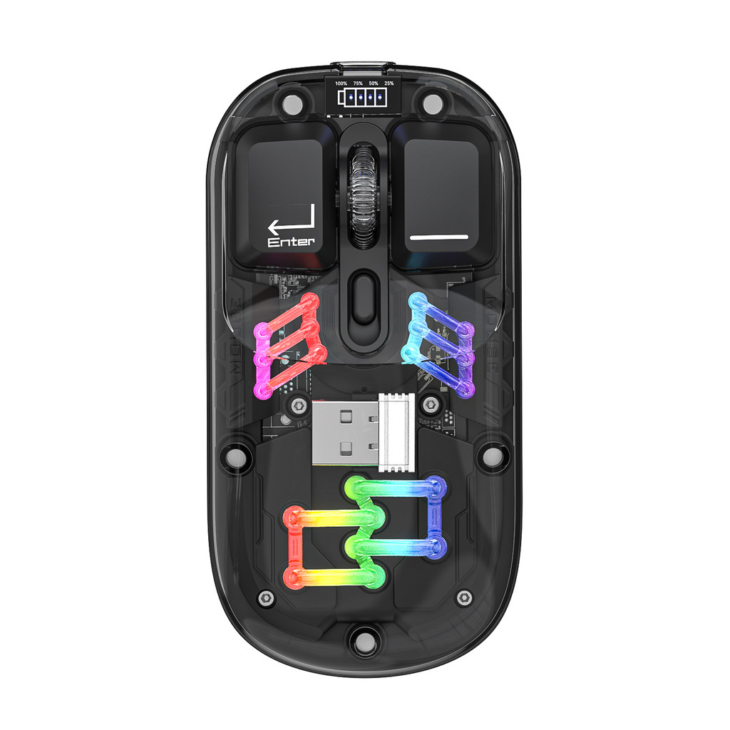 Mouse De Modo Duplo Sem Fio Transparente Com Iluminação RGB E Drivers ...