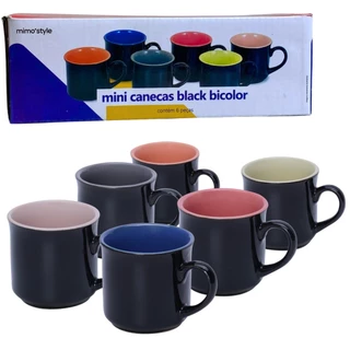 Conjunto Mini Canecas Bicolor Black 90ml 7568 Mimo Style