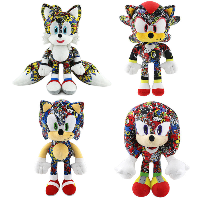 Novo Sonic the Hedgehog Boneca De Pelúcia Impresso Boneca Graffiti Cartoon Anime Toy
